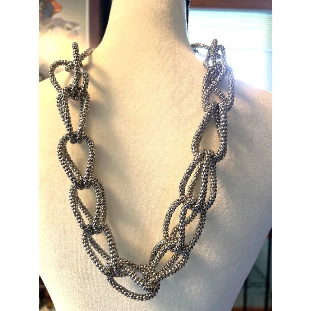 Statement Silver Loop Necklace - image 3